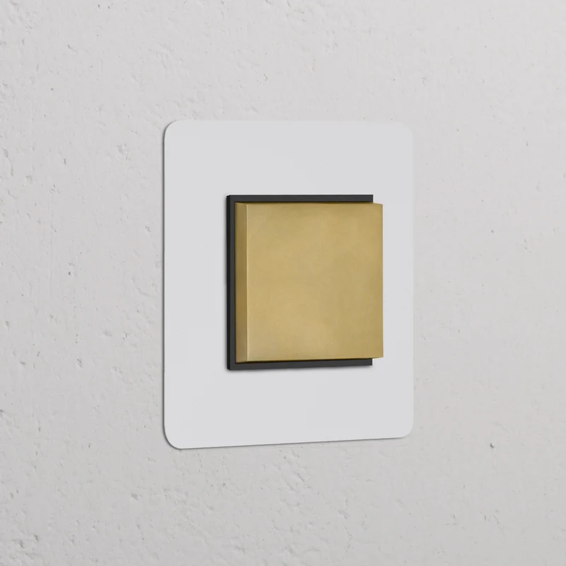 Kew Single Centre Retractive Rocker Switch - Paintable Antique Brass | Black