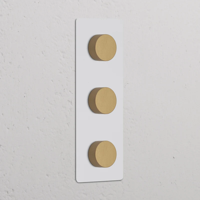 Kew Triple 3x Vertical Multiway Dimmer Switch - Paintable Antique Brass
