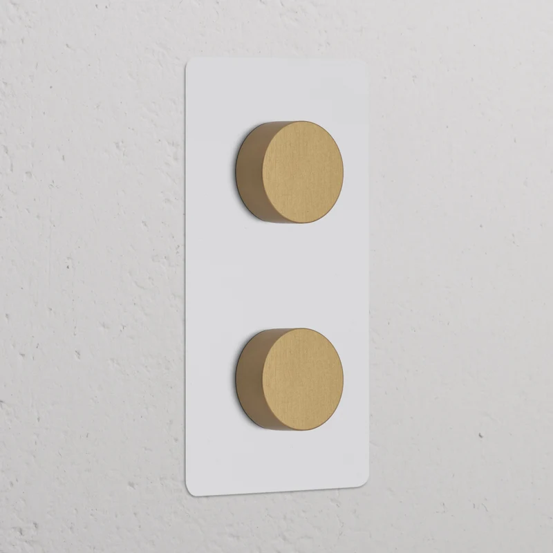 Kew Double 2x Vertical Dimmer Switch - Paintable Antique Brass