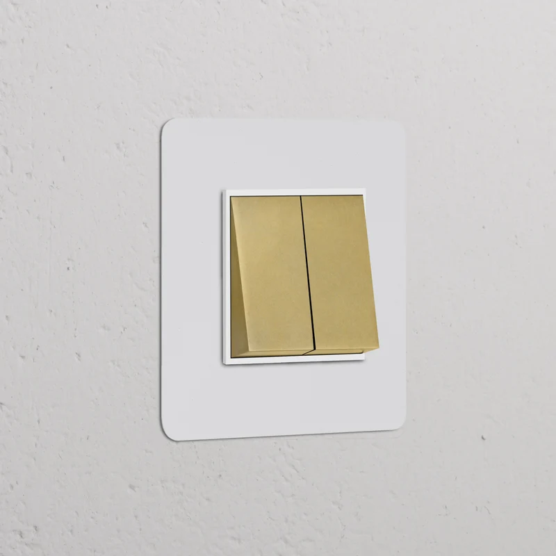 Kew Single 2x Rocker Switch - Paintable Antique Brass | White