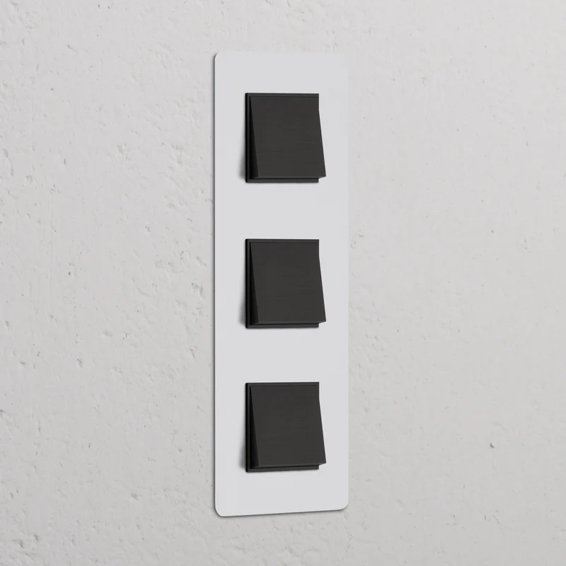 Kew Triple 3x Vertical Rocker Switch - Paintable Bronze | Black