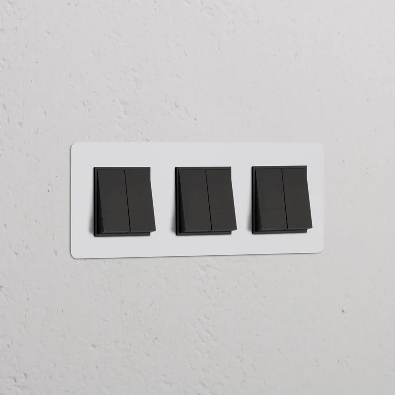 Kew Triple 6x Rocker Switch - Paintable Bronze | Black