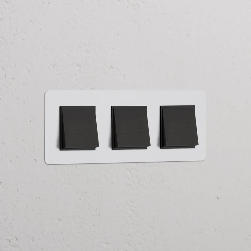 Kew Triple 3x Rocker Switch - Paintable Bronze | Black