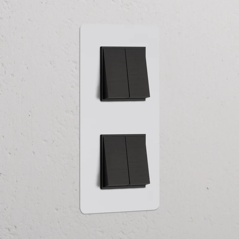 Kew Double 4x Vertical Rocker Switch - Paintable Bronze | Black