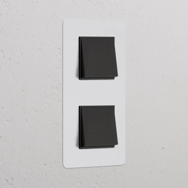 Kew Double 2x Vertical Rocker Switch - Paintable Bronze | Black