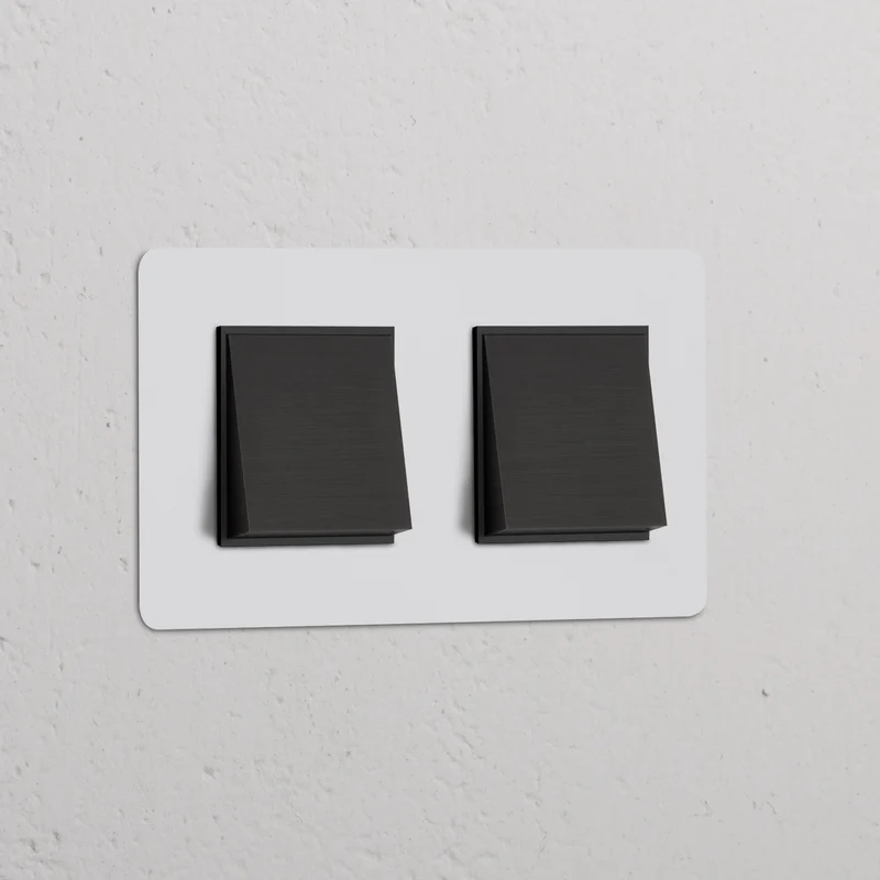 Kew Double 2x Rocker Switch - Paintable Bronze | Black