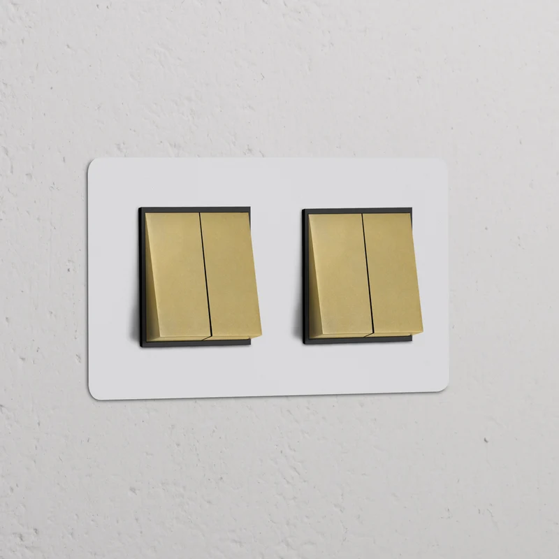 Kew Double 4x Rocker Switch - Paintable Antique Brass | Black