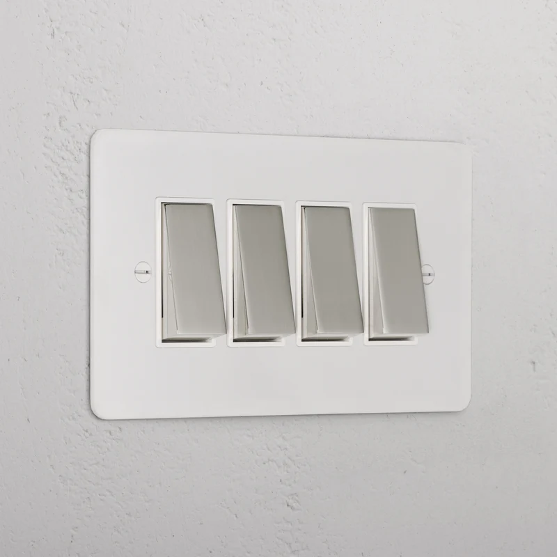 4G Two Way Rocker Switch - Paintable Polished Nickel | White