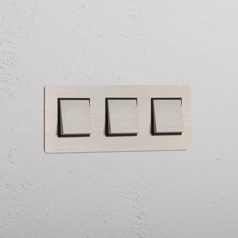 Kew Triple 3x Rocker Switch – Satin Nickel | Black