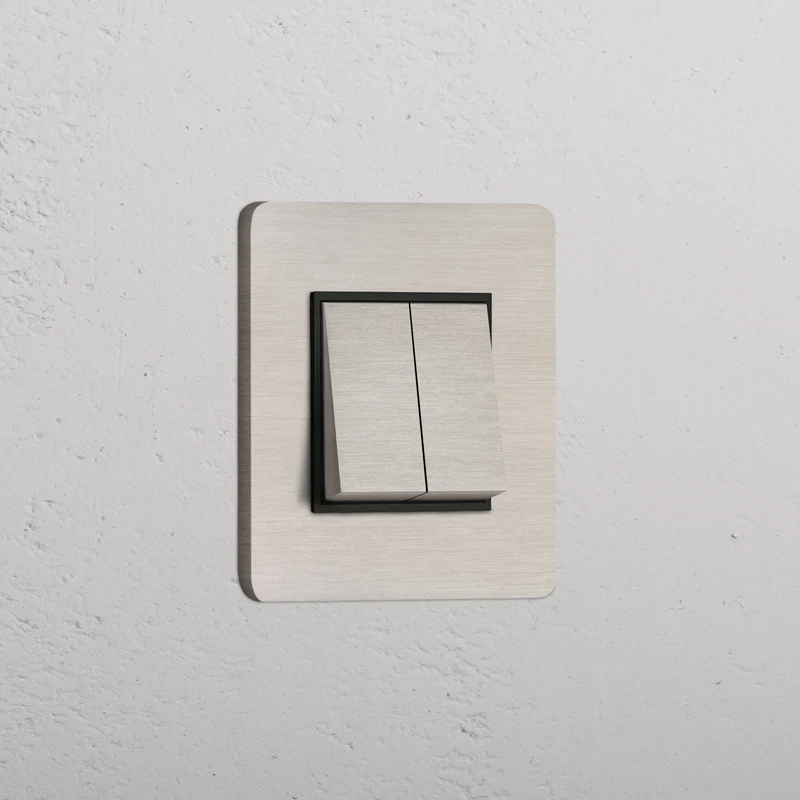 Grove Single 2x Rocker Switch – Satin Nickel | Black