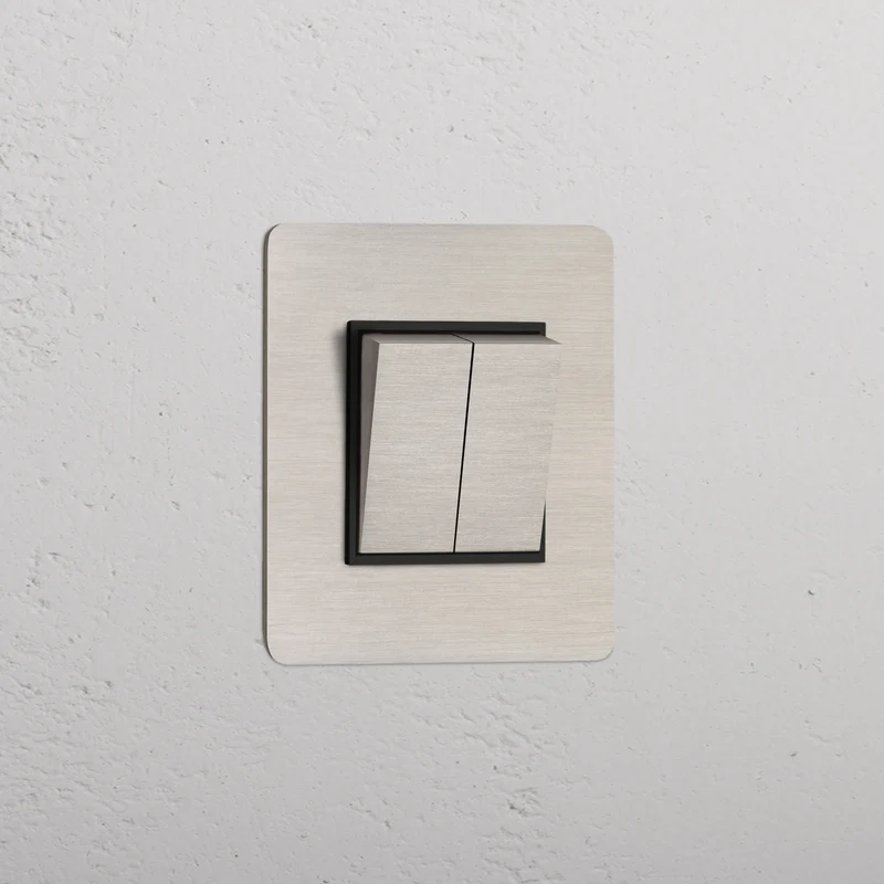 Kew Single 2x Retractive Rocker Switch – Satin Nickel | Black