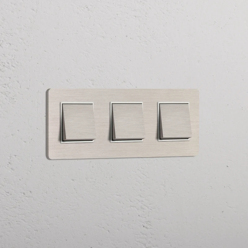 Grove Triple 3x Rocker Switch – Satin Nickel | White