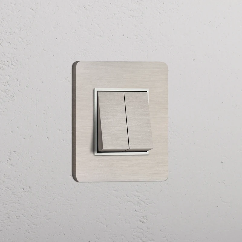 Grove Single 2x Rocker Switch – Satin Nickel | White