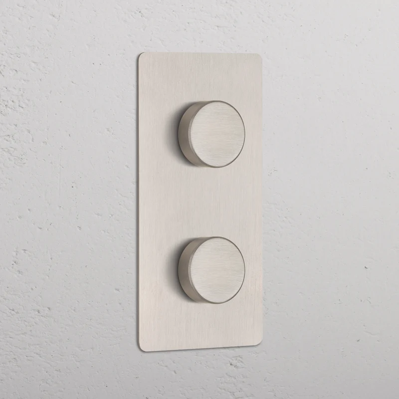 Kew Double 2x Vertical Multiway Dimmer Switch – Satin Nickel