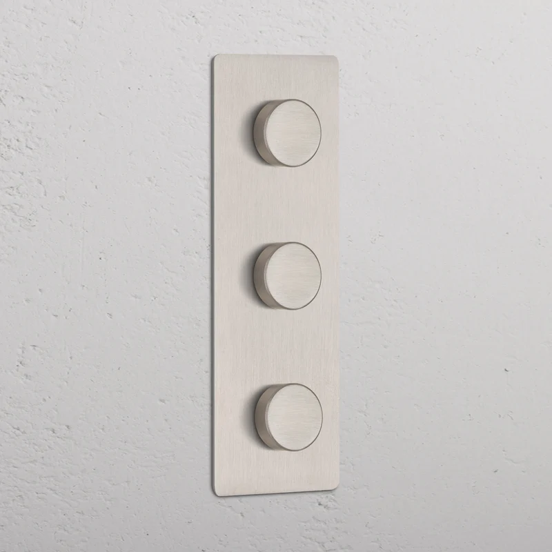 Kew Triple 3x Vertical Multiway Dimmer Switch – Satin Nickel