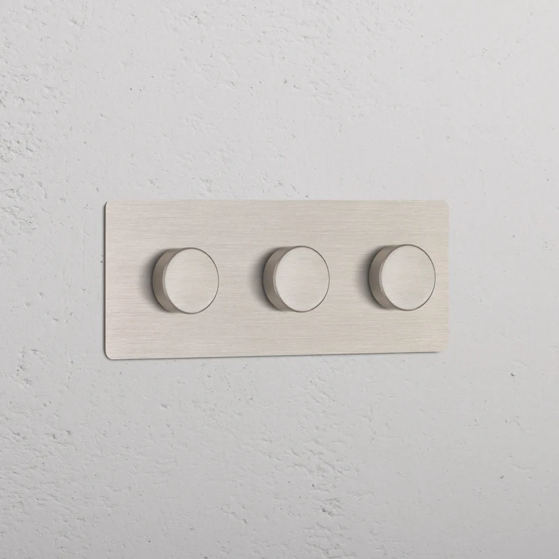 Kew Triple 3x Multiway Dimmer Switch – Satin Nickel