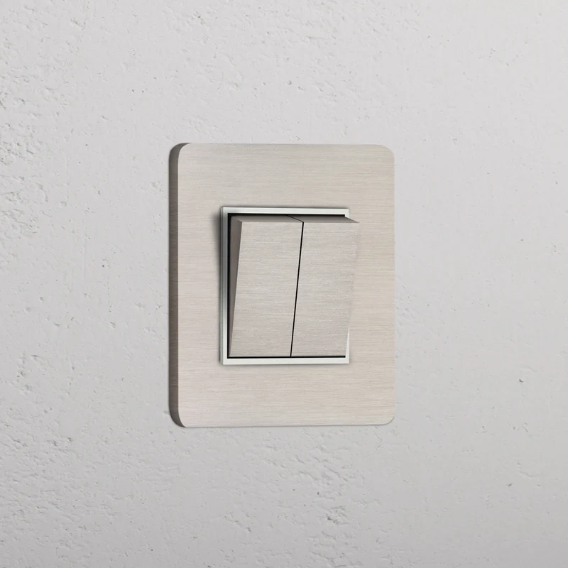 Grove Single 2x Retractive Rocker Switch – Satin Nickel | White