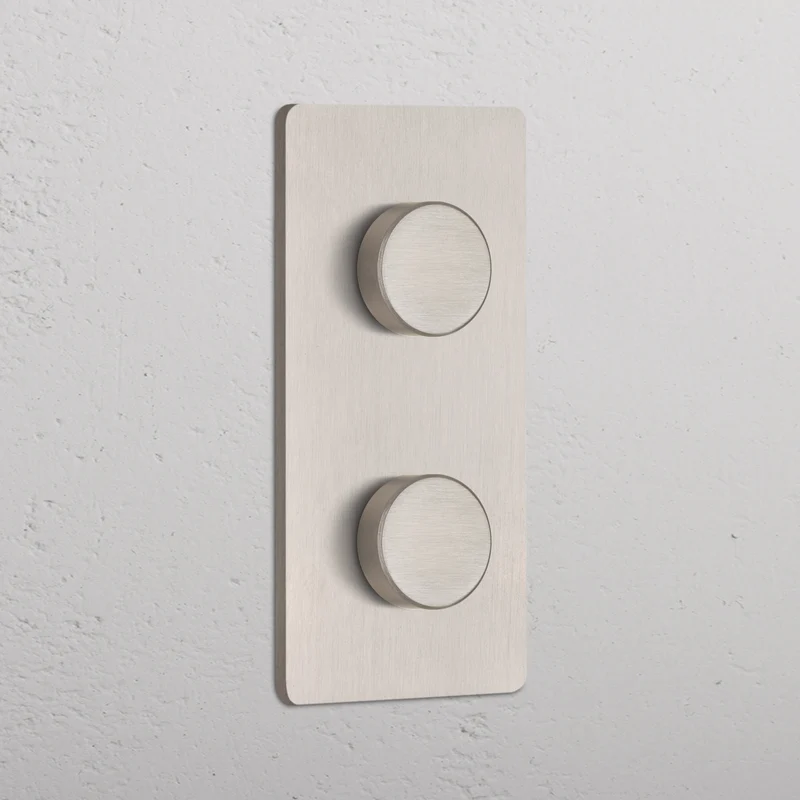 Grove Double 2x Vertical Multiway Dimmer Switch – Satin Nickel