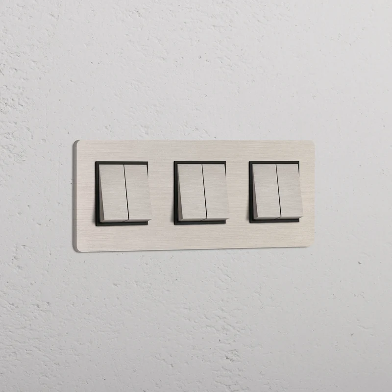 Grove Triple 6x Rocker Switch – Satin Nickel | Black