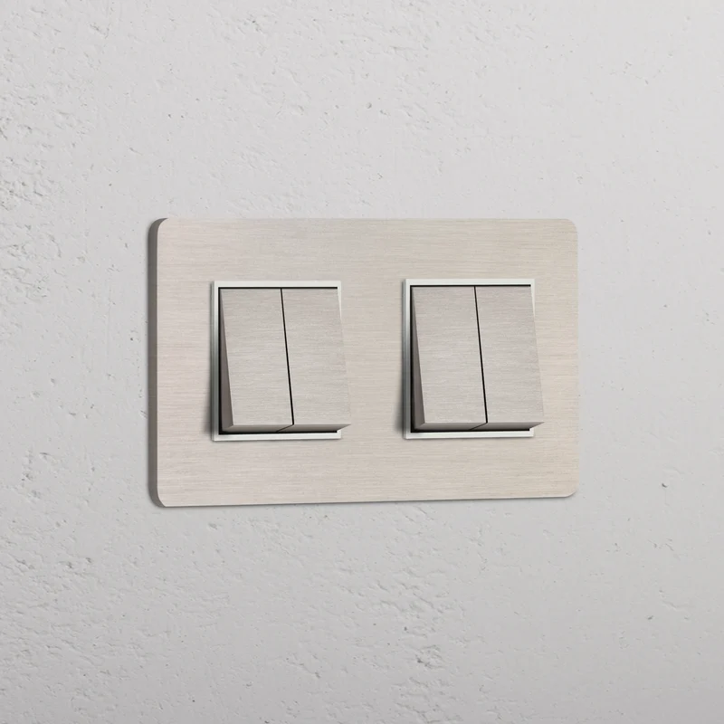 Grove Double 4x Rocker Switch – Satin Nickel | White