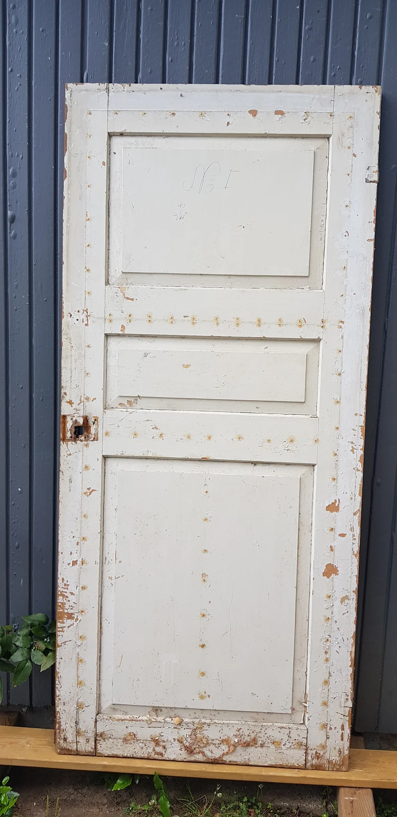ARTIKELNUMMER 258 Fin äldre spegeldörr utan karm, öppnas utåt, vänsterhängd