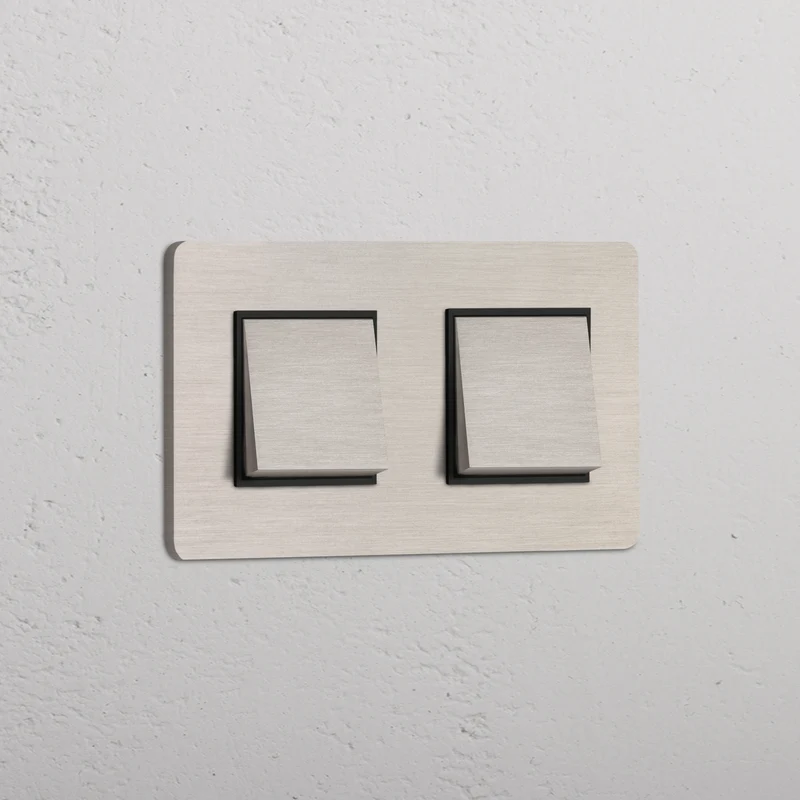Grove Double 2x Rocker Switch – Satin Nickel | Black