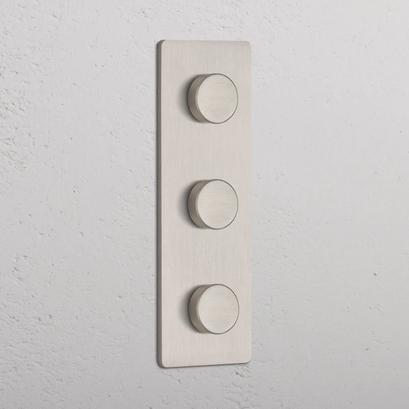 Grove Triple 3x Vertical Multiway Dimmer Switch – Satin Nickel