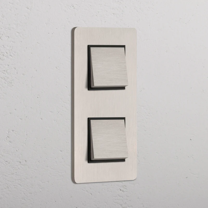 Grove Double 2x Vertical Rocker Switch – Satin Nickel | Black