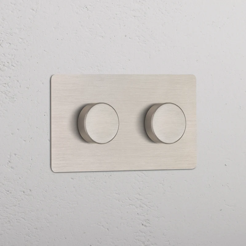Kew Double 2x Dimmer Switch – Satin Nickel