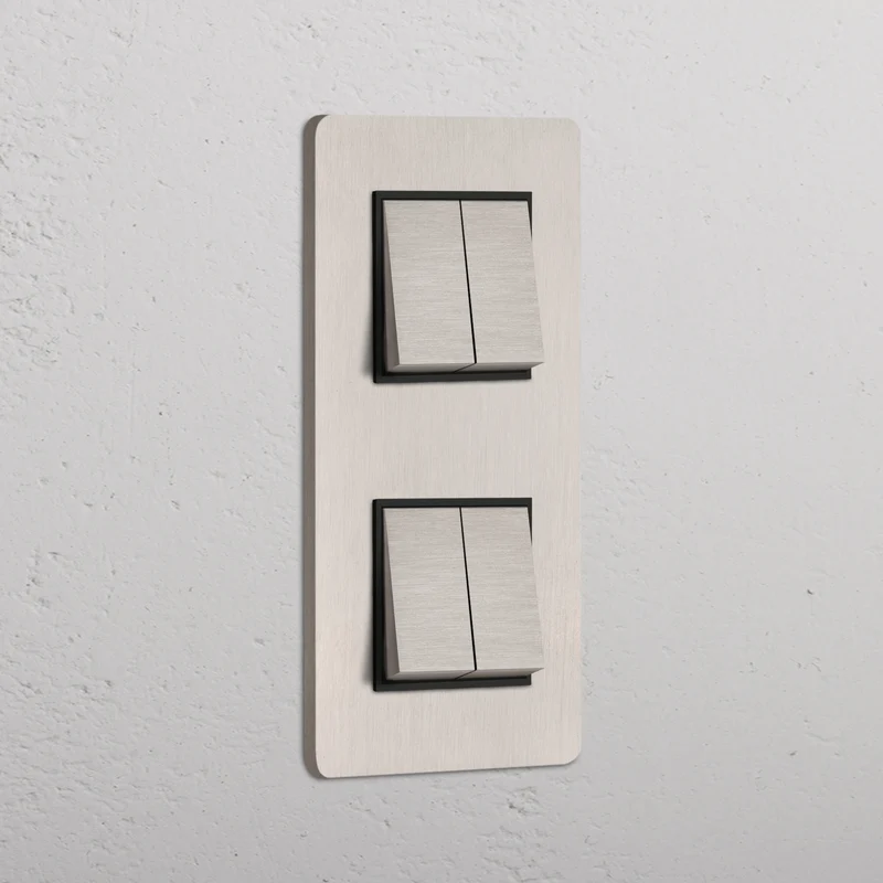 Grove Double 4x Vertical Rocker Switch – Satin Nickel | Black