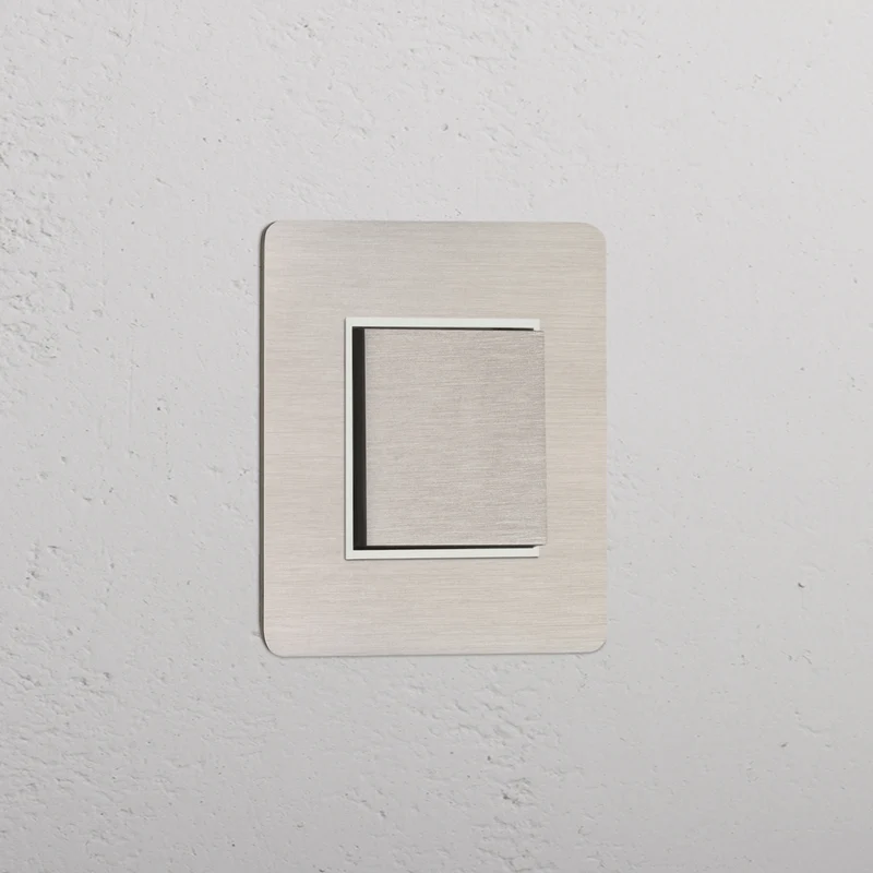 Kew Single Centre Retractive Rocker Switch – Satin Nickel | White