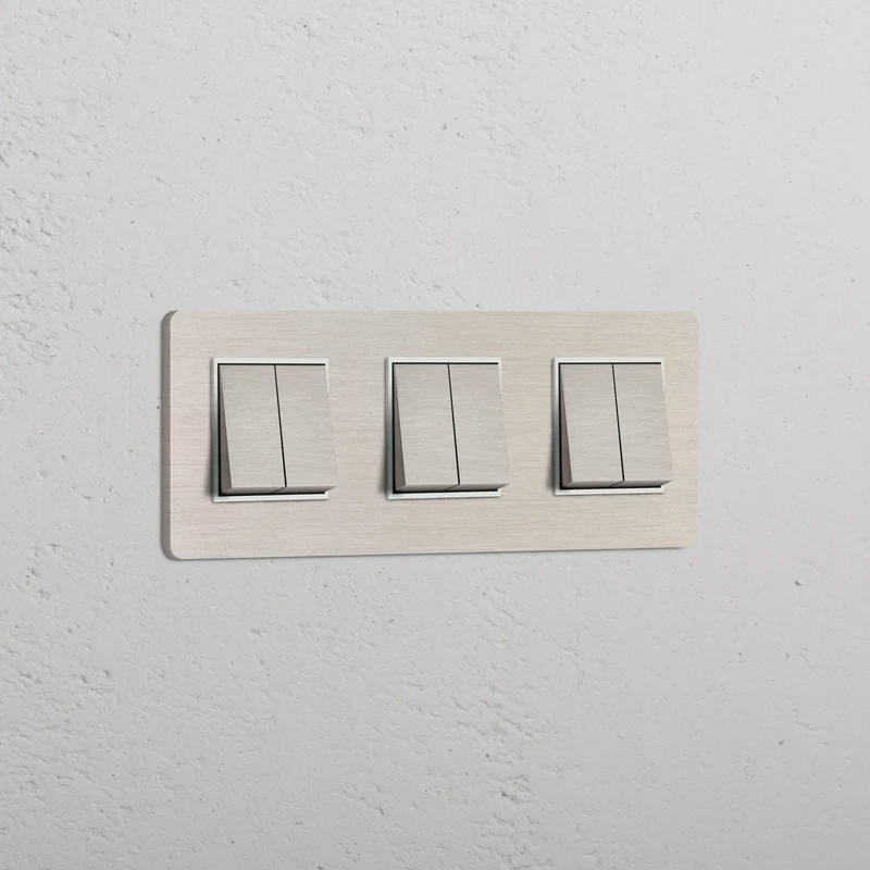 Grove Triple 6x Rocker Switch – Satin Nickel | White