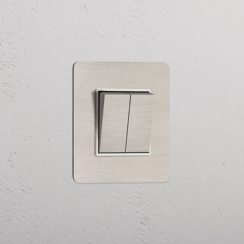 Kew Single 2x Retractive Rocker Switch – Satin Nickel | White