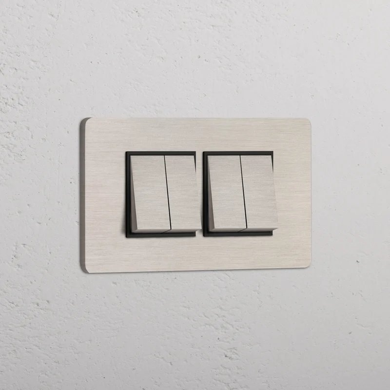 Grove 4-Module 4x Rocker Switch – Satin Nickel | Black