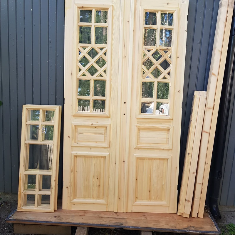 ART 557 Nytillverkad pardörr i gammal stil