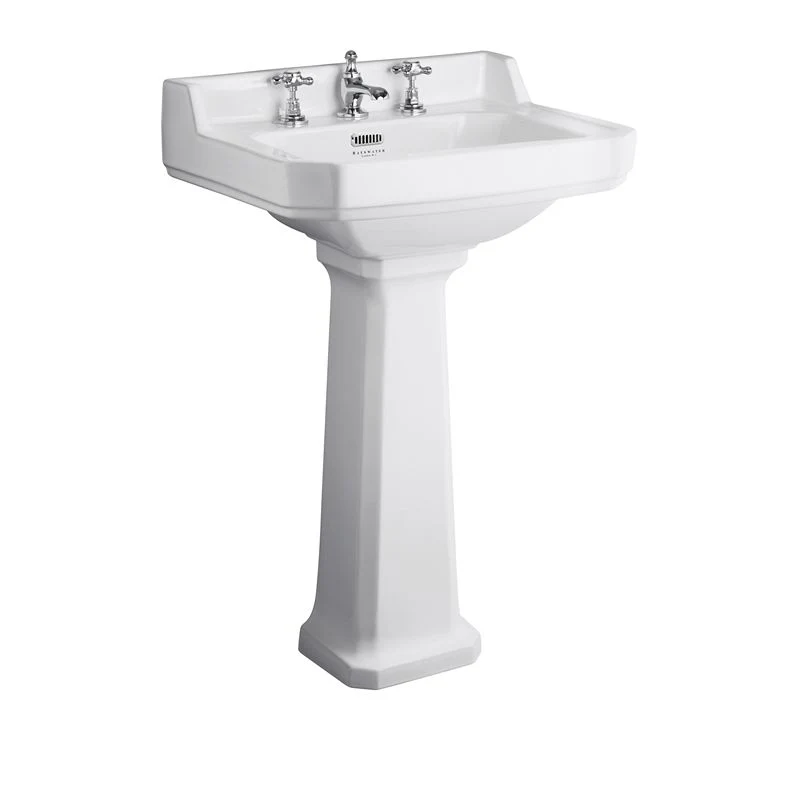 Tvättställ Fitzroy 60 Cm Med Piedestal - Tre Blandarhål