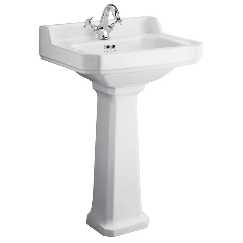 Tvättställ Fitzroy 56 Cm Med Piedestal - Ett Blandarhål