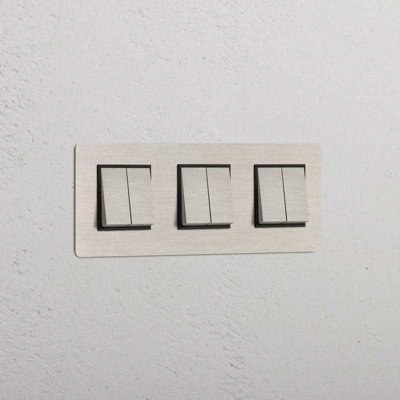Kew Triple 6x Rocker Switch – Satin Nickel | Black
