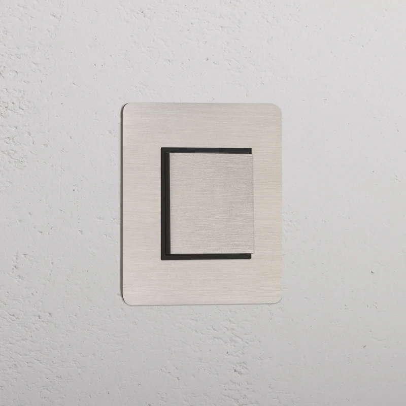 Kew Single Centre Retractive Rocker Switch – Satin Nickel | Black
