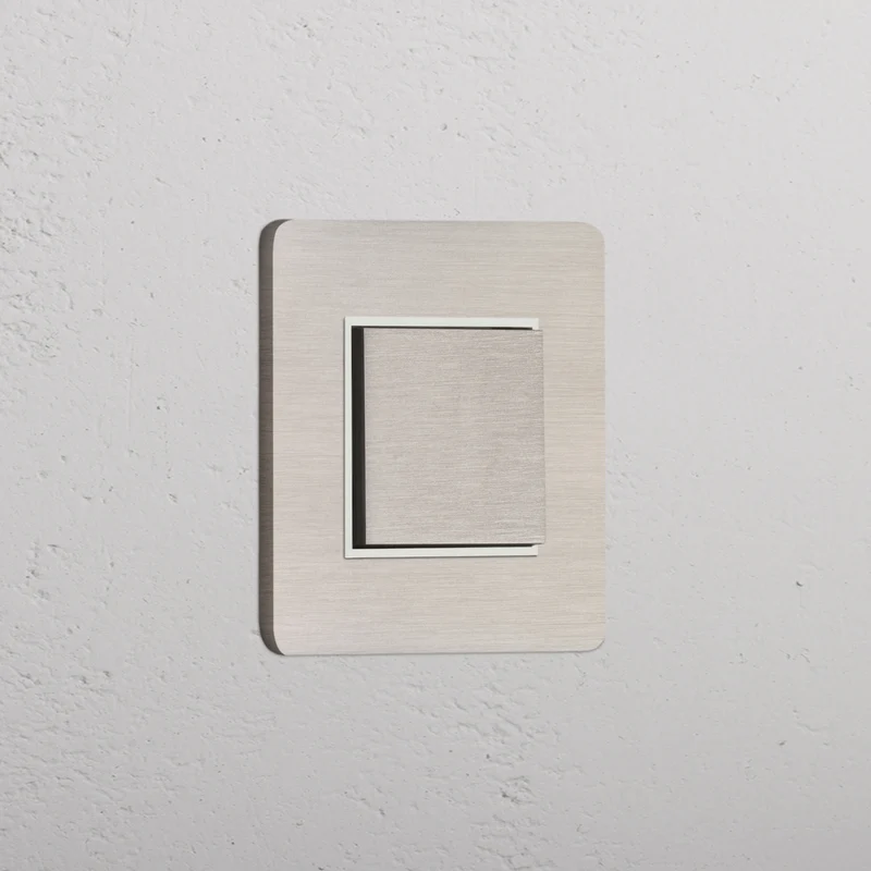 Grove Single Centre Retractive Rocker Switch – Satin Nickel | White