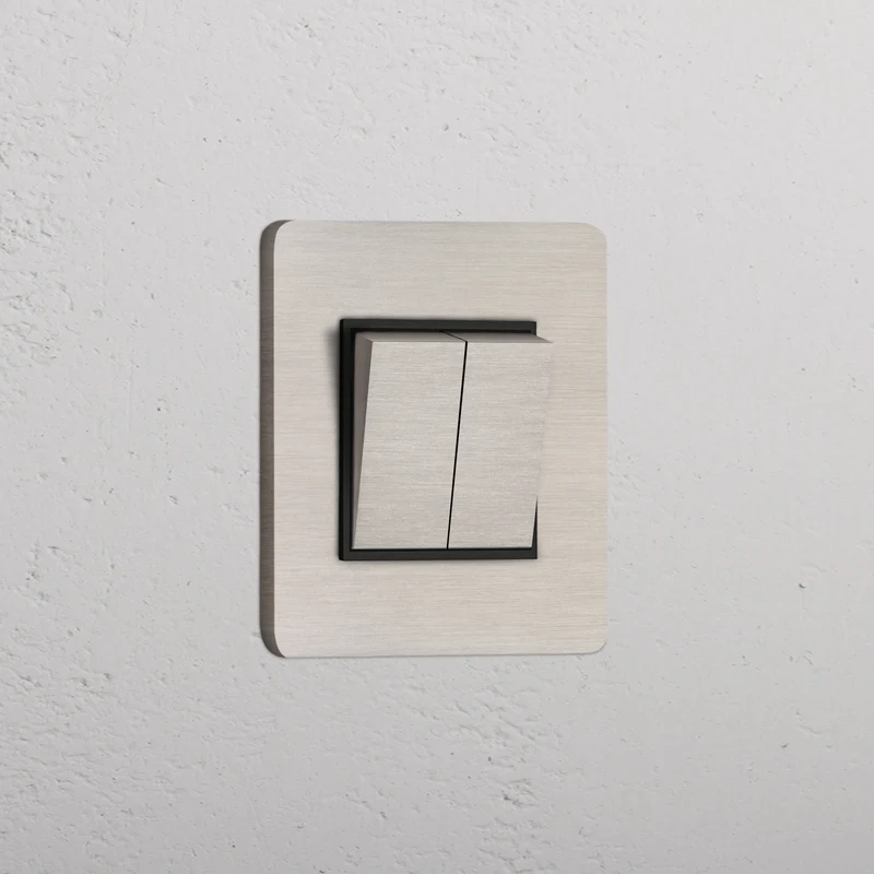 Grove Single 2x Retractive Rocker Switch – Satin Nickel | Black