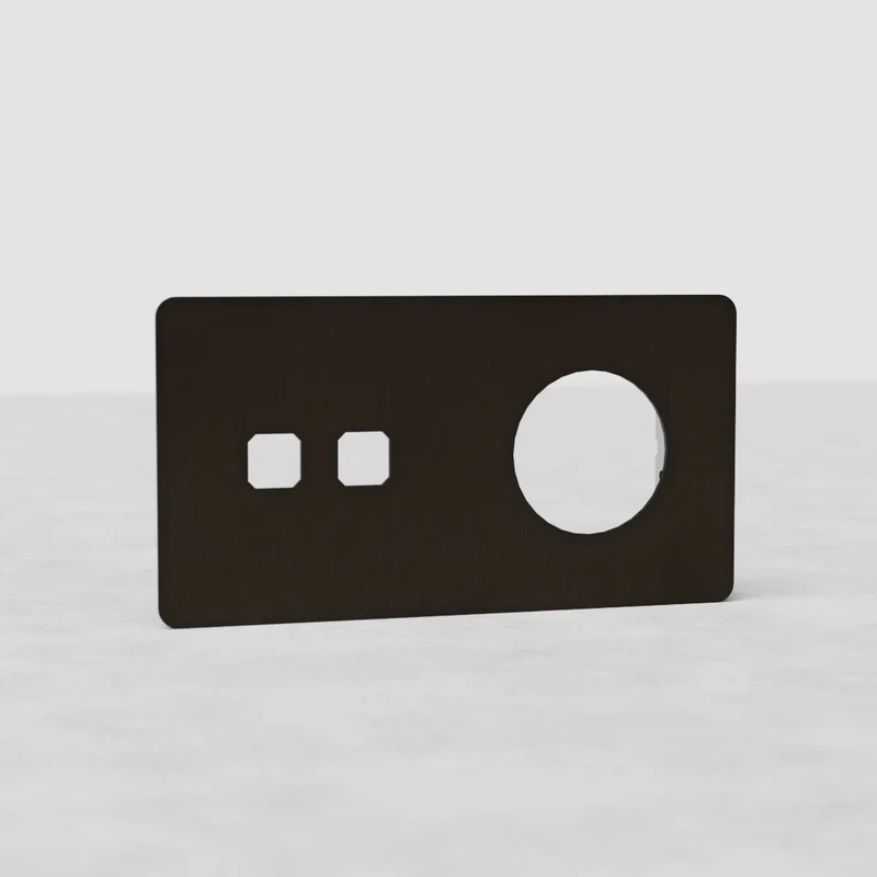 Kew Double 2x Switch & 1x Socket Plate - Bronze
