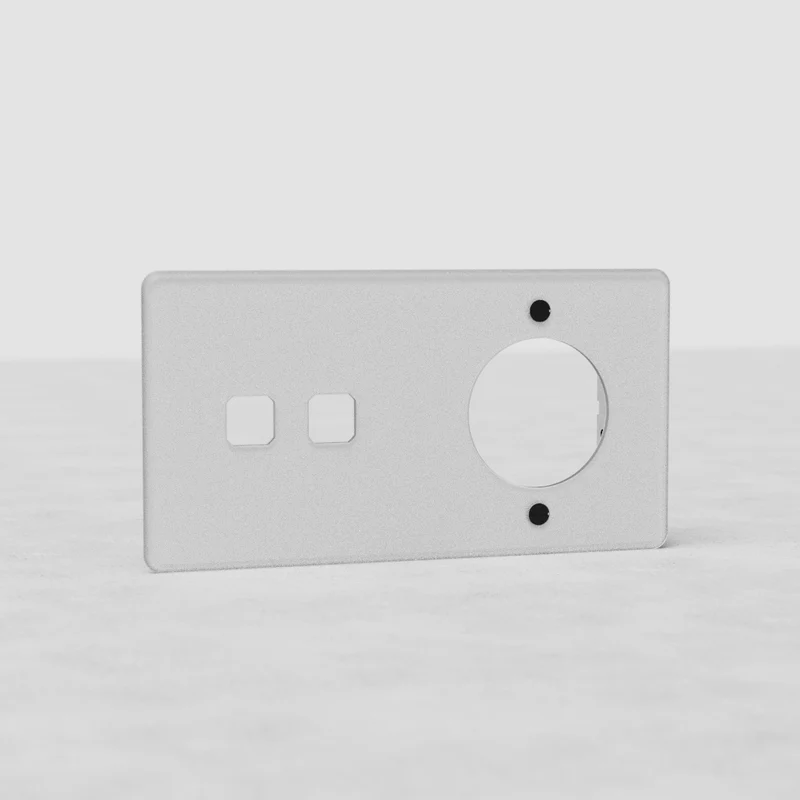 Kew Double 2x Switch & 1x Socket Plate - Clear | Black