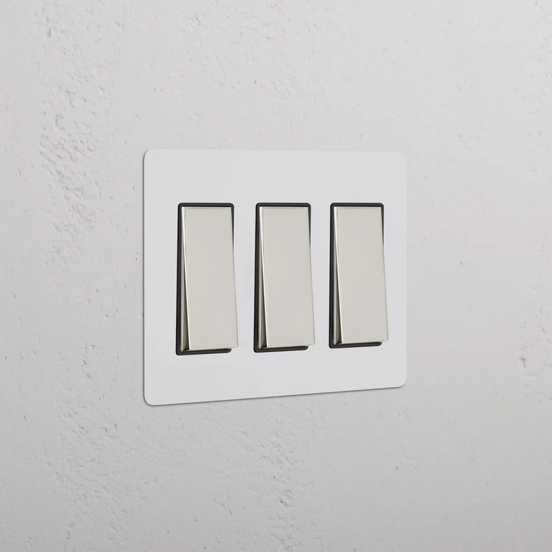 Kew 3G Rocker Switch - Paintable Polished Nickel Black