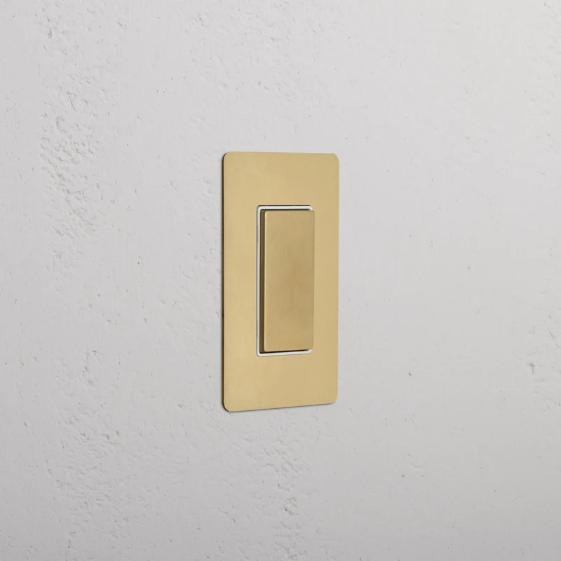 Kew 1G Center Retractive Rocker Switch - Antique Brass White