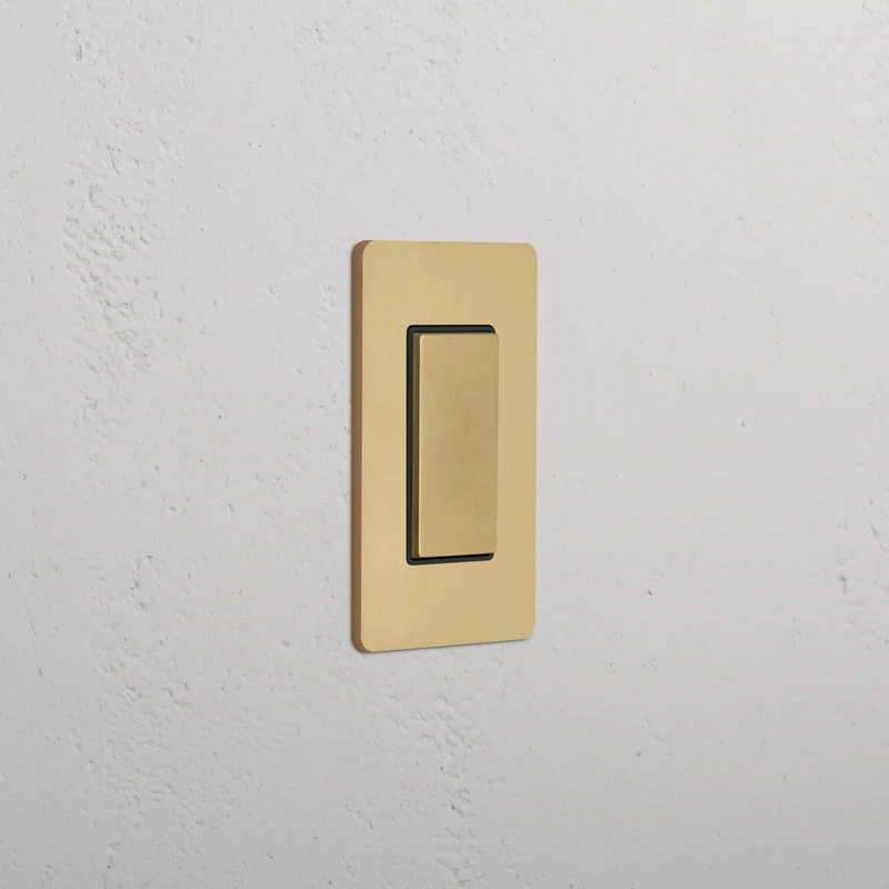 Grove 1G Center Retractive Rocker Switch - Antique Brass Black