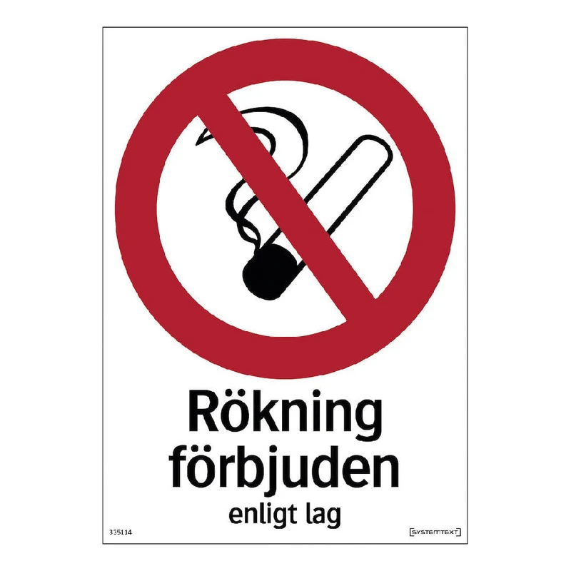 Skylt Rökning Förbjuden 210x297mm