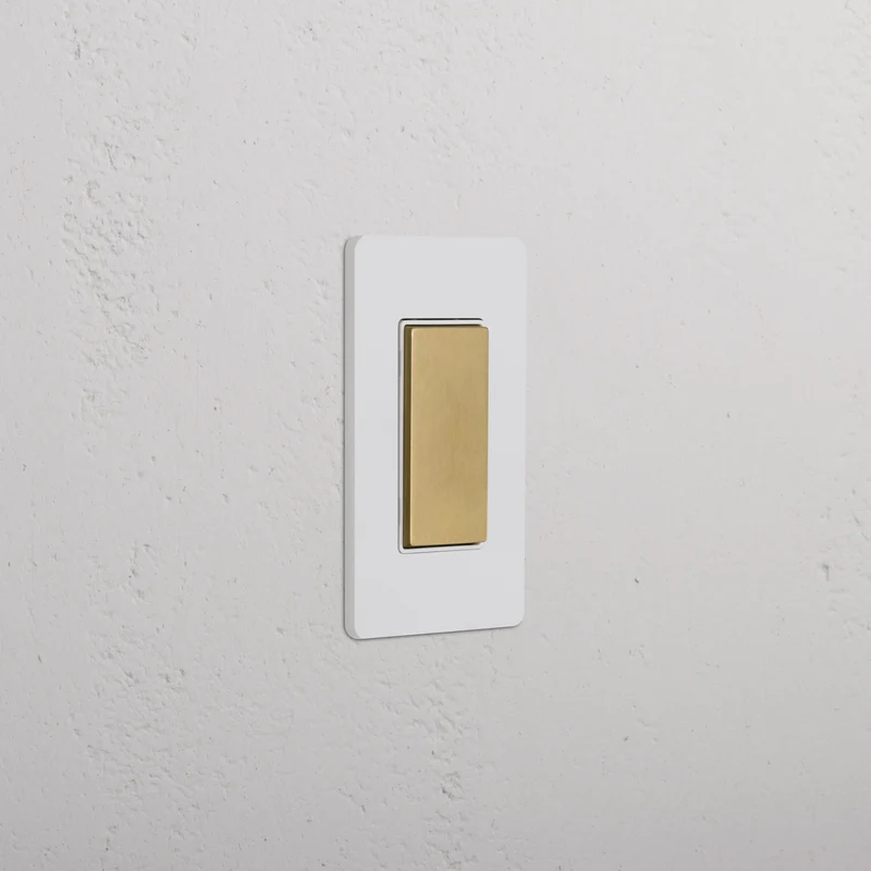 Grove 1G Center Retractive Rocker Switch – Paintable Antique Brass | White