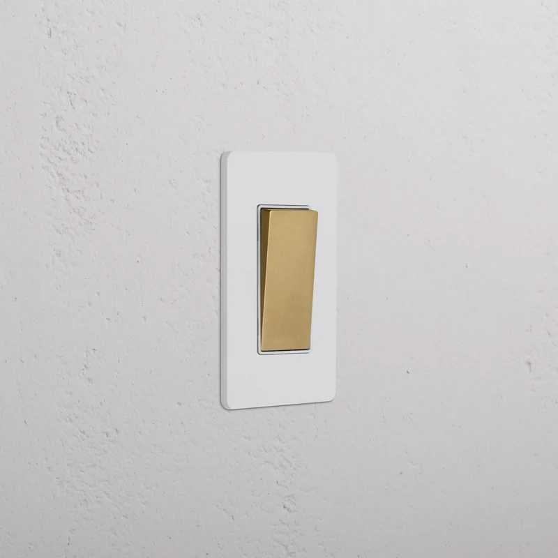 Grove 1G Retractive Rocker Switch – Paintable Antique Brass | White