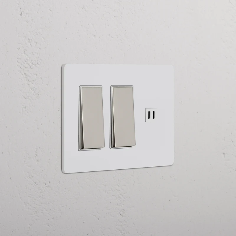 Grove 3G 2x Rocker Switch & Fast Charge USB – Paintable Polished Nickel | White